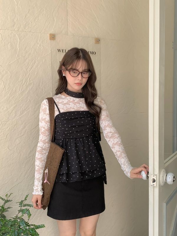 心動點點繞脖背心 韓系甜辣背心（2色） 