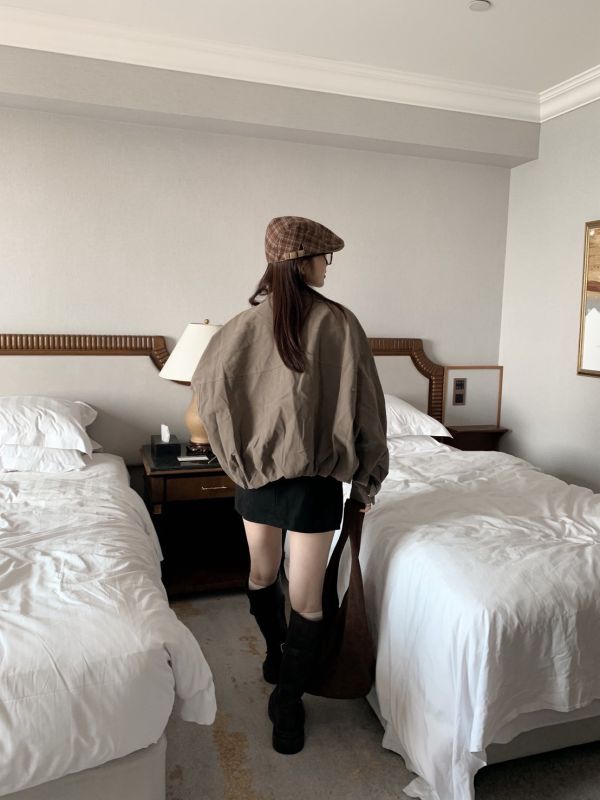 冬季綠野 霧面麂皮 立領澎感外套 高級感顯瘦版（2色） 