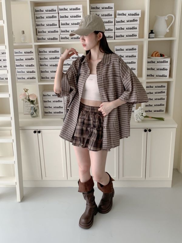 學院風甜心 格子蛋糕裙 