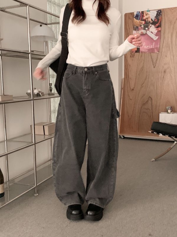 愛心詩篇 立體剪裁彎刀牛仔褲 修飾腿型 （2色） 