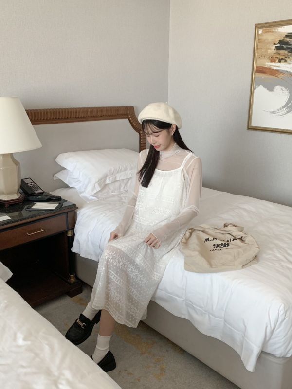 峇里少女的舞蹈 仙女感花花洋裝 單色 