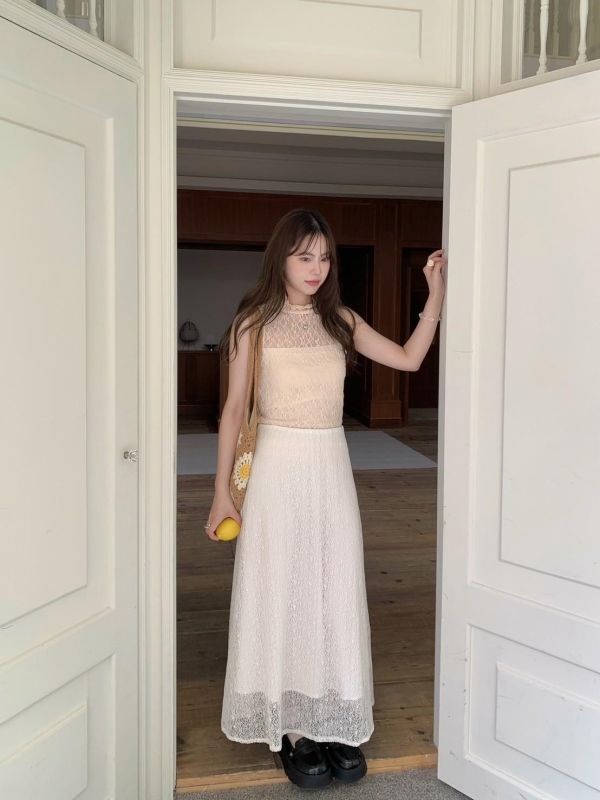 晨曦花園 高腰修身長裙 氣質垂墜感 顯瘦百搭長裙（2色） 