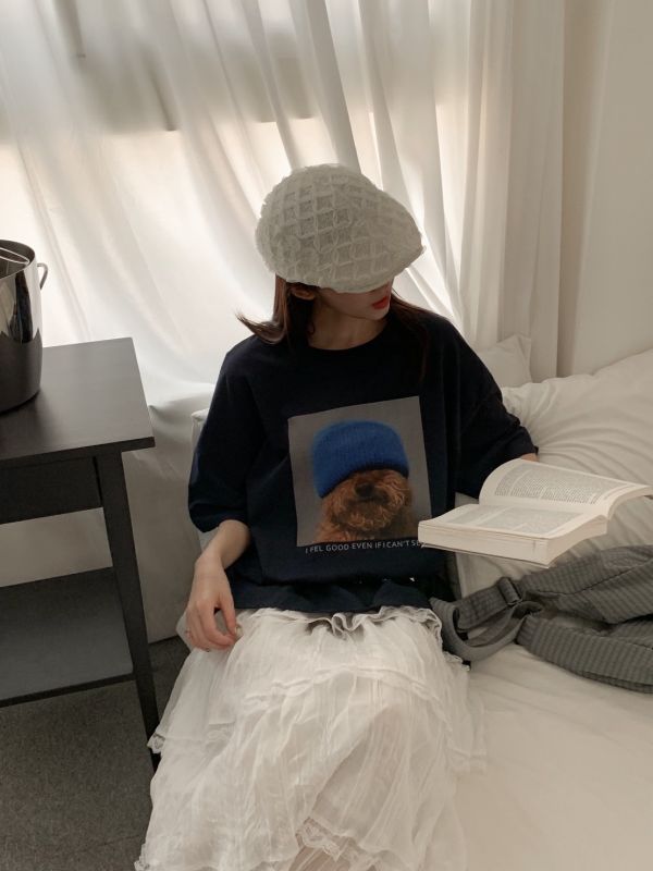 療癒系毛帽狗狗大T 男女可穿 overszie (3色) 