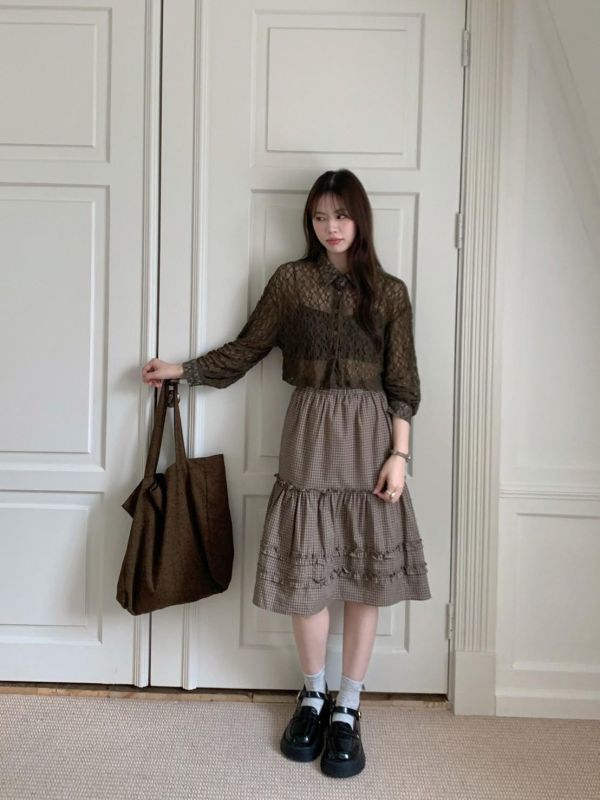 度假氛圍感透膚蕾絲襯衫 微透小性感襯衫（4色） 