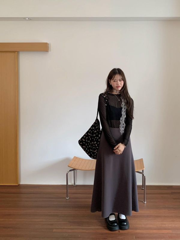 日常的高級感 垂墜長裙 顯瘦長裙（2色） 