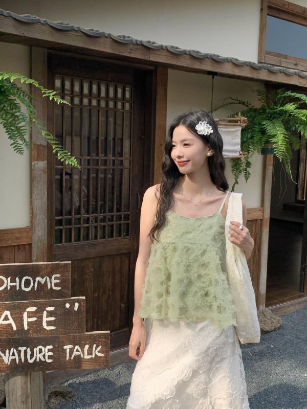 自訂款 花霧誓約 立體羽感細肩背心婚禮甜美款（3色） 