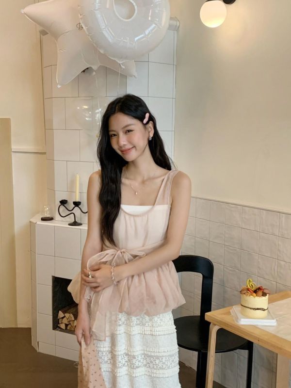 童話海岸 澎澎綁帶蝴蝶結背心（3色） 