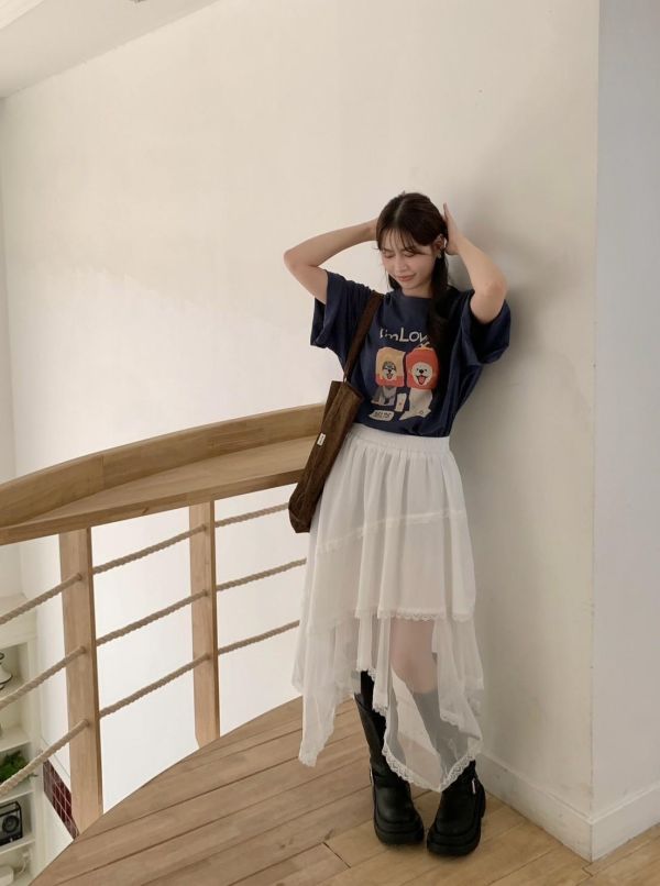 剛剛好的溫柔不規則長裙 韓系飄逸高腰裙 氣質層次穿搭（2色） 