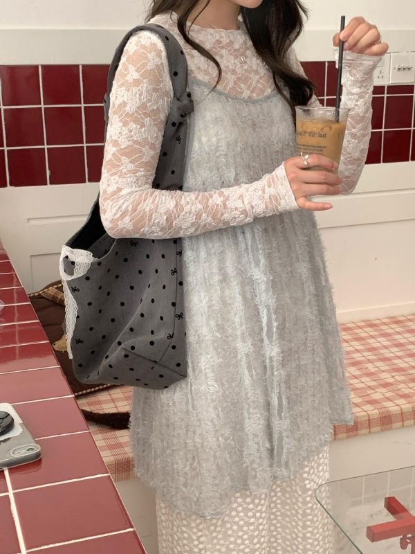 月光輕紗細肩背心 韓系透膚感蕾絲背心（3色） 