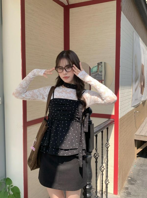 心動點點繞脖背心 韓系甜辣背心（2色） 