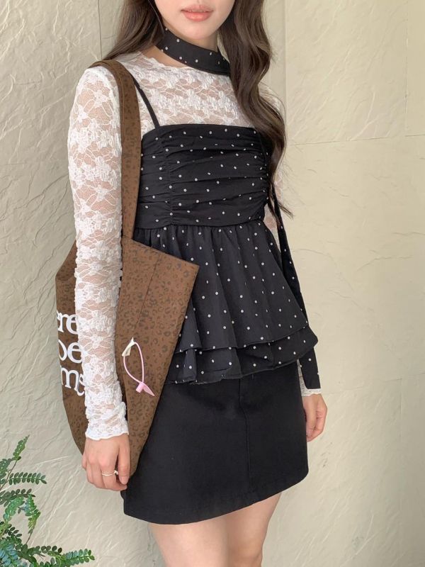 心動點點繞脖背心 韓系甜辣背心（2色） 