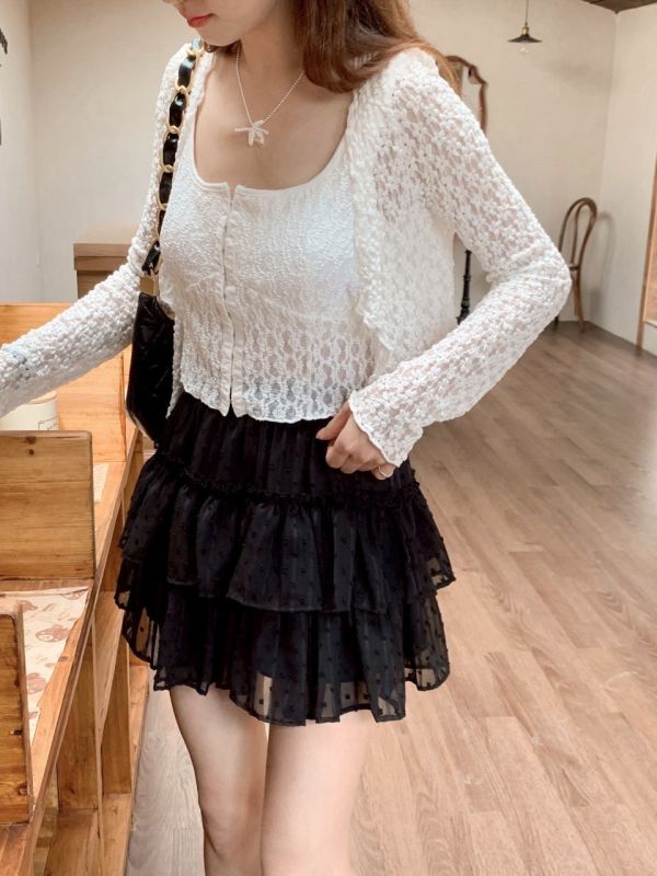 輕甜蜜糖 提花甜美蛋糕裙 