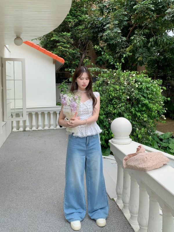 花霧戀愛莊園 綁帶方領上衣 輕甜顯瘦上衣（2色） 