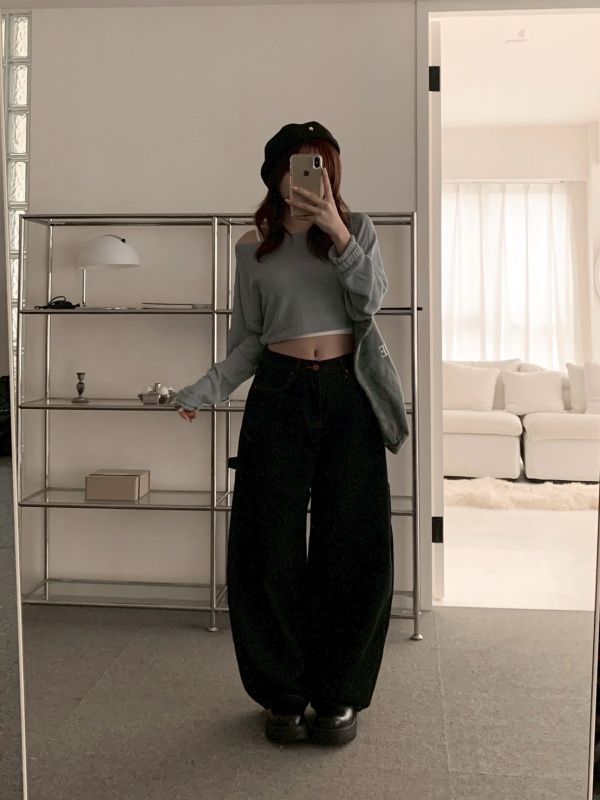 愛心詩篇 立體剪裁彎刀牛仔褲 修飾腿型 （2色） 