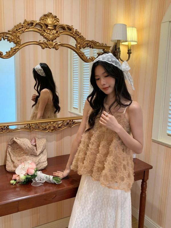 自訂款 花霧誓約 立體羽感細肩背心婚禮甜美款（3色） 