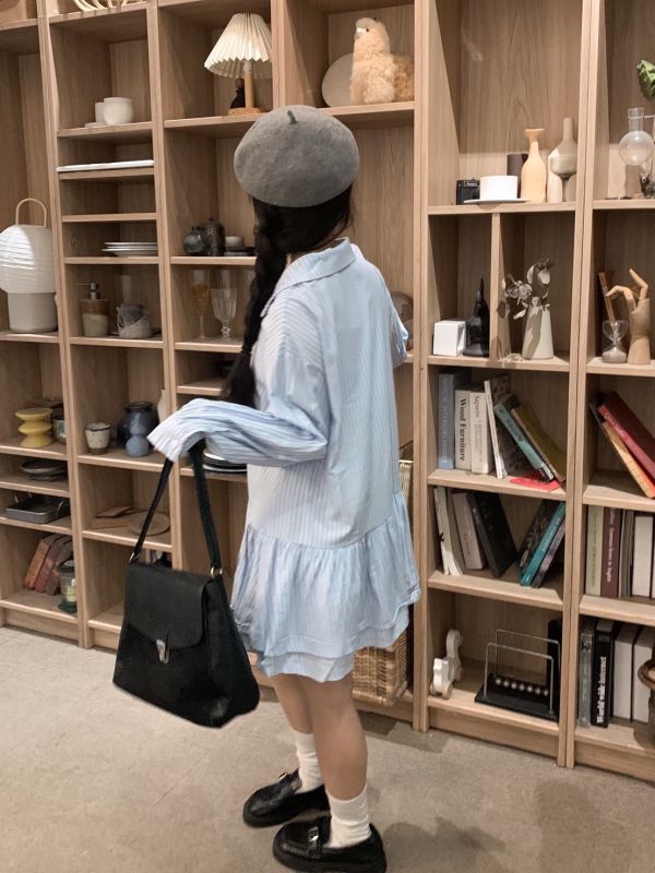 暖風微甜 條紋洋裝 