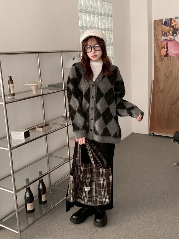 上學日的早晨 格紋大容量托特包 上課通勤都能裝 （2色） 