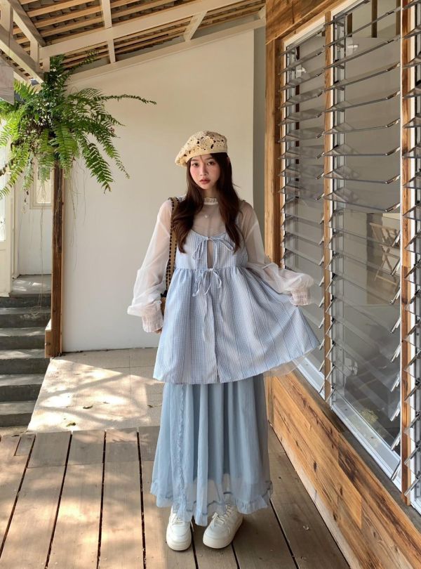 早安夏日 格紋細肩背心 格紋細肩背心 韓系吊帶背心 女生背心 夏天上衣 清新少女穿搭（3色） 