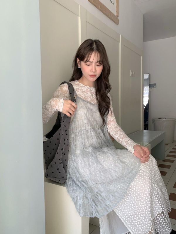 月光輕紗細肩背心 韓系透膚感蕾絲背心（3色） 