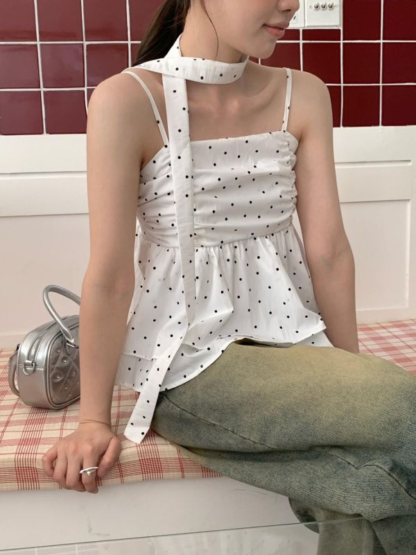 心動點點繞脖背心 韓系甜辣背心（2色） 