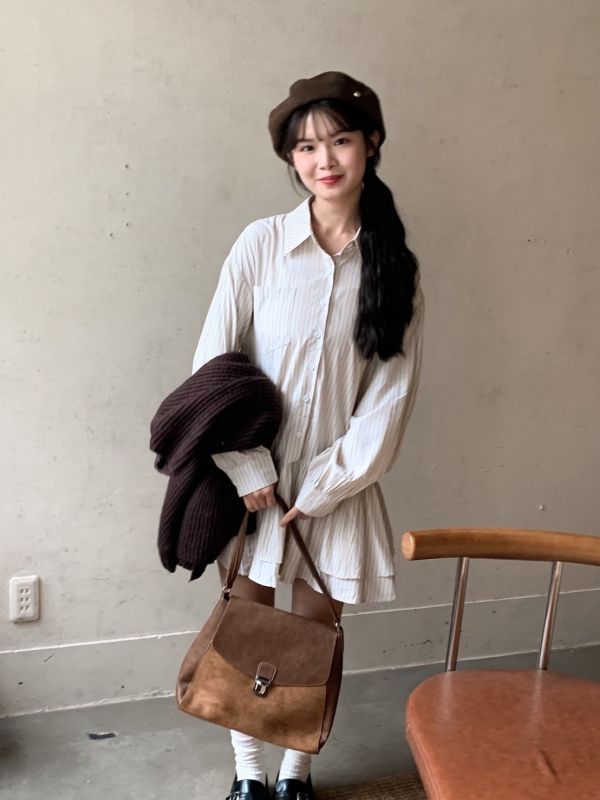 暖風微甜 條紋洋裝 