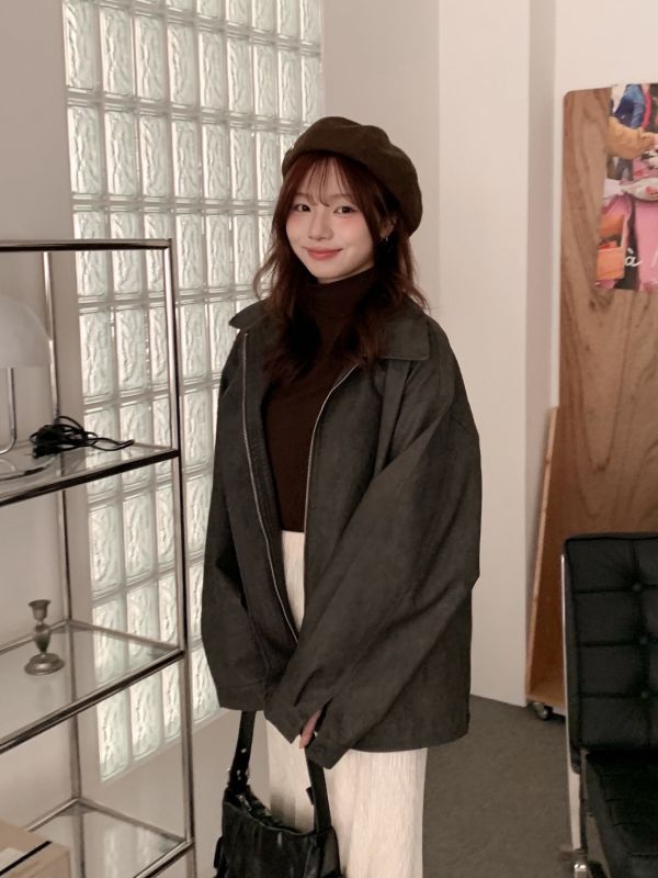 自訂款 慢生活的衣櫥裡 霧感皮外套 落肩寬版 不挑人穿 質感霧面皮革外套（2色） 