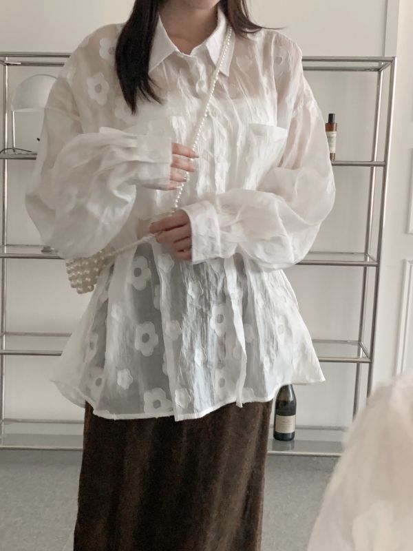 訂做款 微涼日常刺繡花花襯衫 