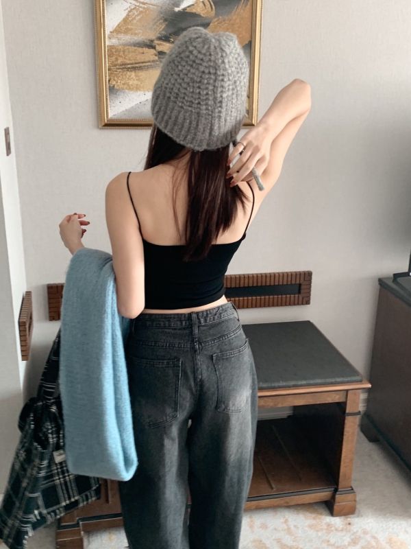 輕霧美胸款 細肩磨毛抓皺吊帶 柔美不做作的小性感（5色） 