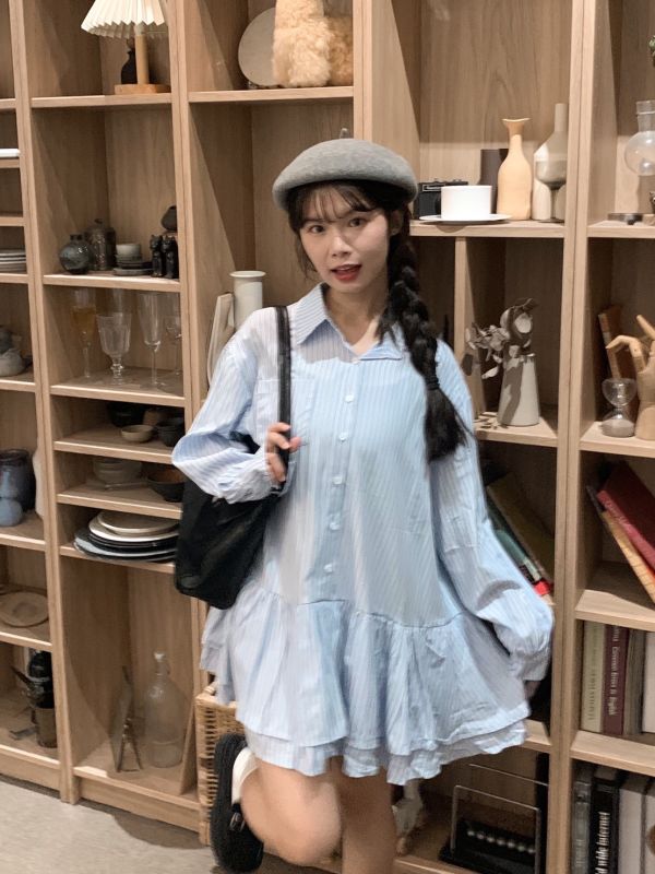 暖風微甜 條紋洋裝 