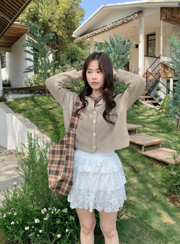 普羅旺斯 花霧針織 開襟長袖針織上衣（4色） 