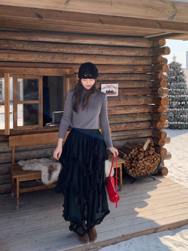 珍妮的搖籃曲 韓系復古層次紗裙 高級感垂墜不膨脹 顯瘦神比例（3色） 