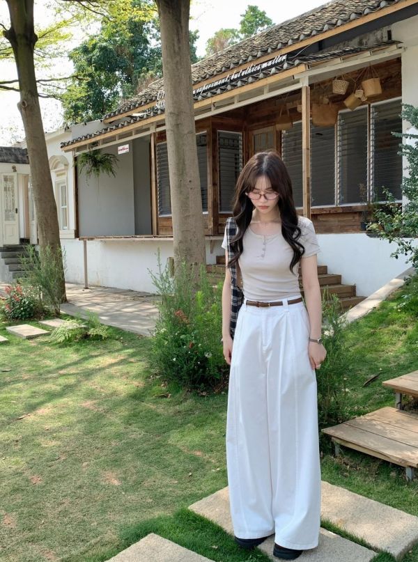 質感通勤高腰西裝褲 附皮帶百搭西裝褲（3色） 