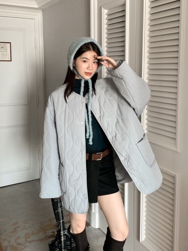 初醒清晨 奶霧感 日系菱格鋪棉外套 輕暖不臃腫（4色） 