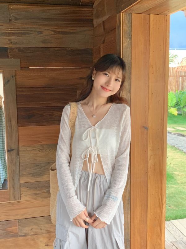 山系少女必備 兩面穿綁帶罩衫 
