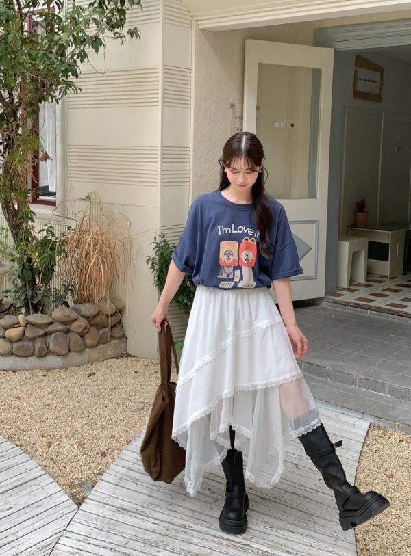 剛剛好的溫柔不規則長裙 韓系飄逸高腰裙 氣質層次穿搭（2色） 