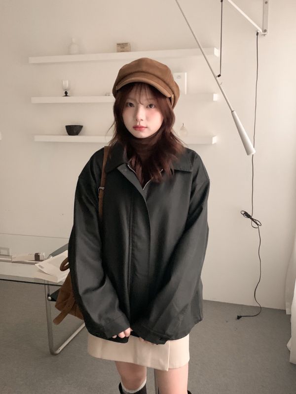 自訂款 慢生活的衣櫥裡 霧感皮外套 落肩寬版 不挑人穿 質感霧面皮革外套（2色） 