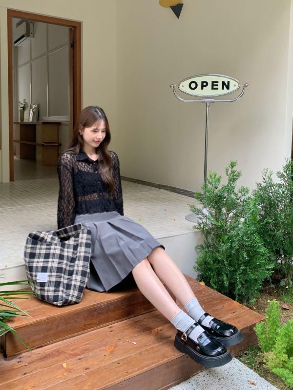 度假氛圍感透膚蕾絲襯衫 微透小性感襯衫（4色） 