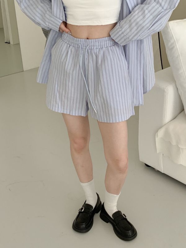 夏日小清新 簡約直條紋套裝 