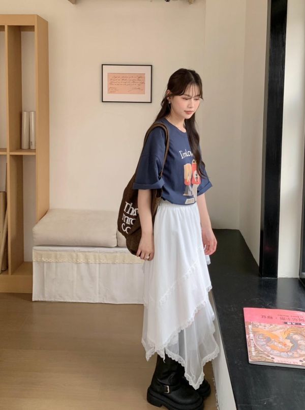 剛剛好的溫柔不規則長裙 韓系飄逸高腰裙 氣質層次穿搭（2色） 