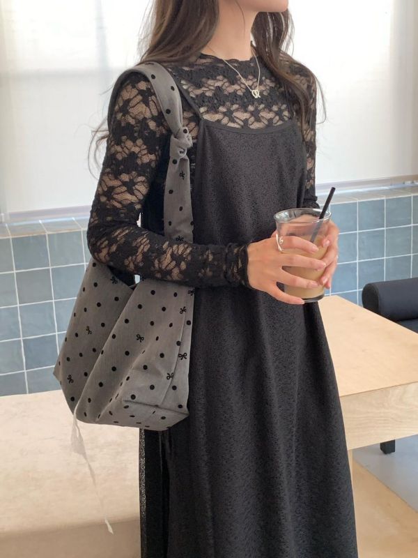 光影之間 空氣感細肩帶綁帶長洋裝 韓系疊穿洋裝 （2色） 