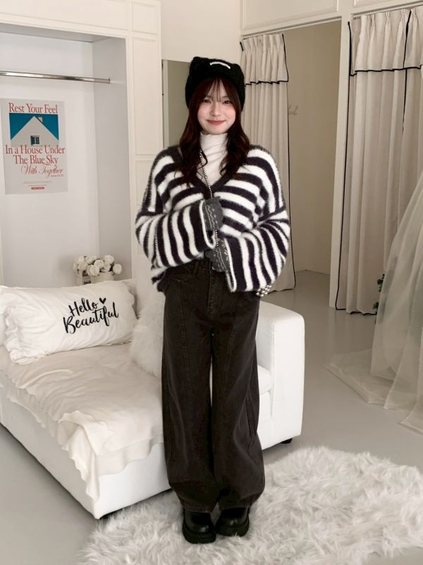 甜栗線條 顯瘦彎刀褲 高腰修身 秋冬百搭長褲（3色） 