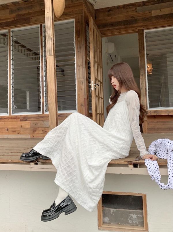 南法微風 吊帶洋裝 韓系細肩帶長洋裝 春日氣質洋裝(2色） 