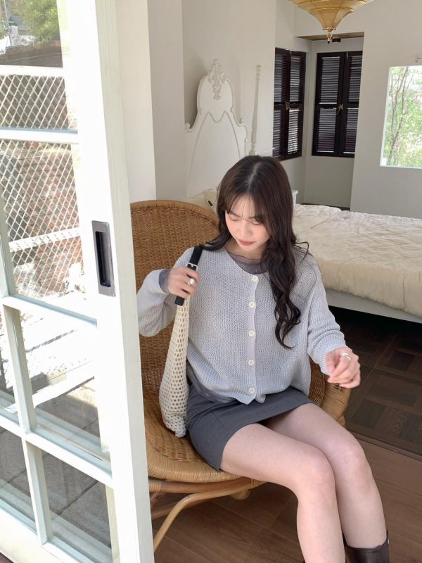 普羅旺斯 花霧針織 開襟長袖針織上衣（4色） 