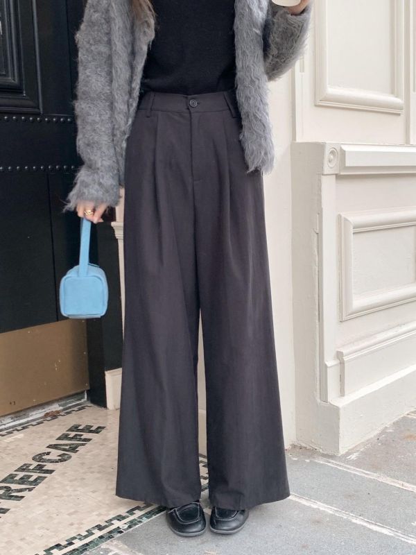 紳士起源 韓系洗水麻棉寬褲 垂墜顯瘦直筒 高腰修身 涼感不悶 通勤日常必收（5色） 