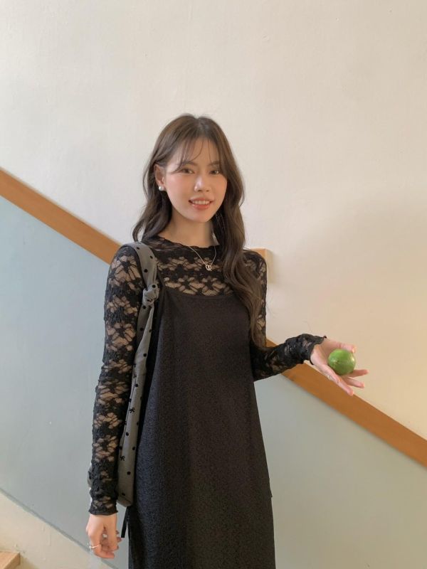 光影之間 空氣感細肩帶綁帶長洋裝 韓系疊穿洋裝 （2色） 