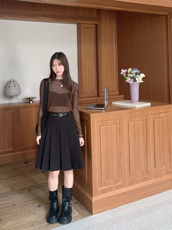 像初戀一樣的百褶裙 高腰顯腿長 學院風百搭短裙 氣質顯瘦款（2色） 