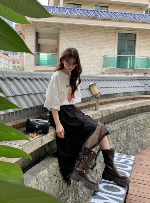 剛剛好的溫柔不規則長裙 韓系飄逸高腰裙 氣質層次穿搭（2色） 