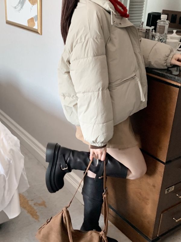 軟萌暖泡泡 石墨稀短版羽絨感外套 