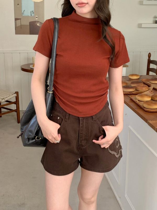 南法慢生活 百搭彈力側抓皺上衣（5色） 