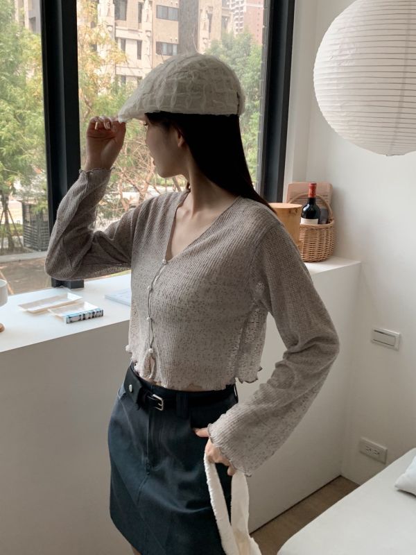 愛上麥穗的午後 微涼必備 針織排扣罩衫(3色) 